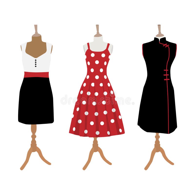 Elegancka kolekcja damskich sukienek. wektor ilustracja wektor