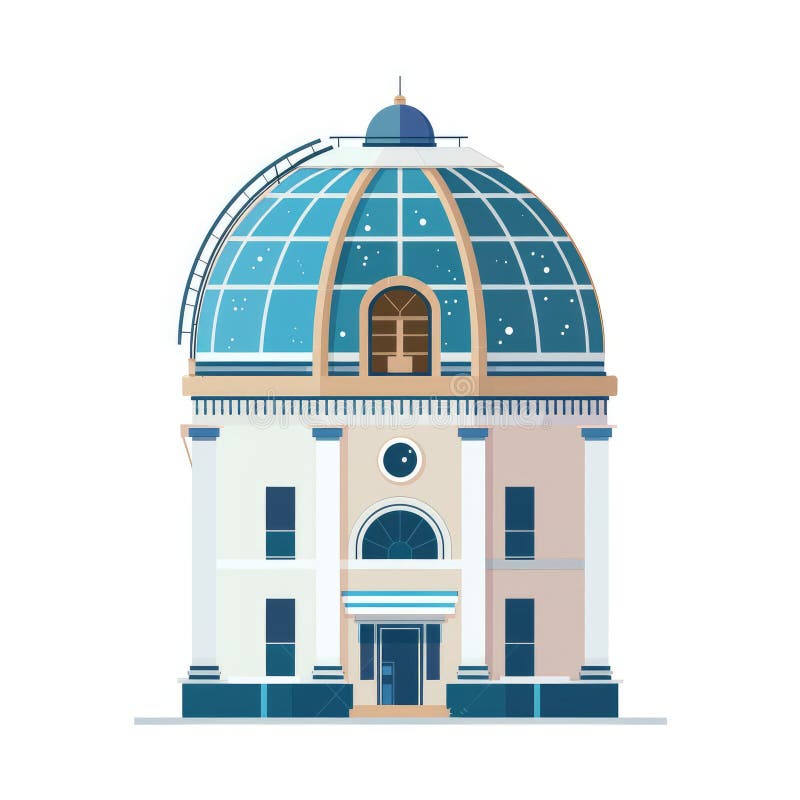 Elegancki budynek obserwatorski z architekturą szklanej kopuły ilustracji