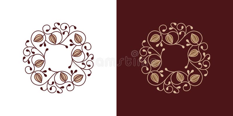 Elegancki luksusowy monogram kwiatowy szablon na czekoladowym brązowym tle. ilustracji