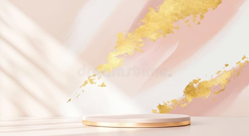 Eleganckie abstrakcyjne tło z złotymi akcjami liści i pastelowymi hues do luksusowego projektowania ilustracja wektor