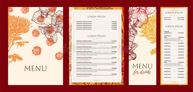 Eleganckie projekty menu żywności i napojów. ilustracja wektor