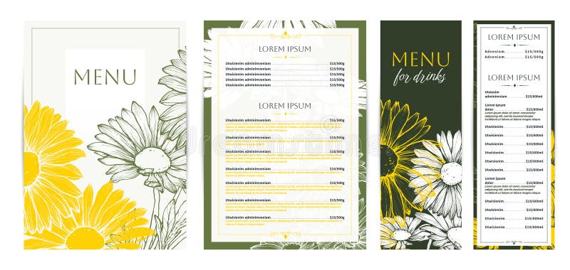 Eleganckie projekty menu żywności i napojów. royalty ilustracja