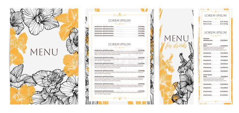 Eleganckie projekty menu żywności i napojów. ilustracja wektor