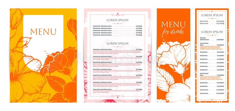 Eleganckie projekty menu żywności i napojów. ilustracji