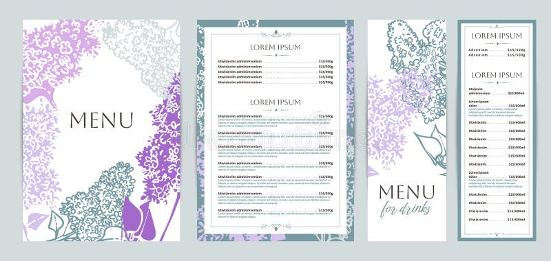 Eleganckie projekty menu żywności i napojów. royalty ilustracja