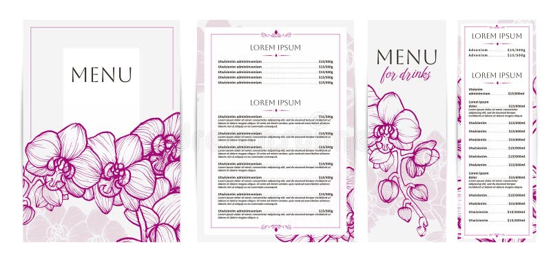 Eleganckie projekty menu żywności i napojów. ilustracji