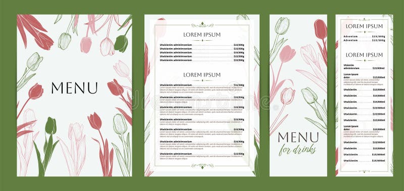 Eleganckie projekty menu żywności i napojów. ilustracja wektor