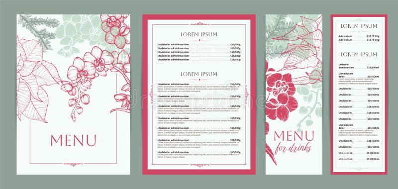 Eleganckie projekty menu żywności i napojów. ilustracja wektor