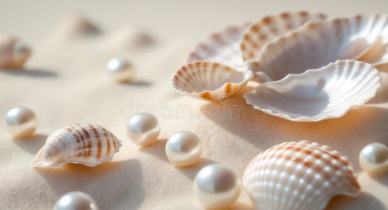 Eleganckie przyprawy i jasne perły na piaszczystej plaży obrazy royalty free