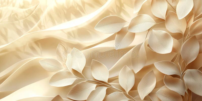 Elegant abstract beige background with overlapping leaf shadow layers, soft gradients, and a sunlit atmosphere royalty free stock photography