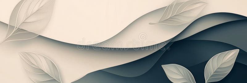 Elegant abstract beige background with overlapping leaf shadow layers, soft gradients, and a sunlit atmosphere stock photo
