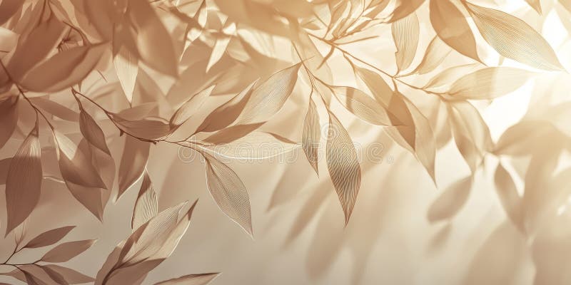 Elegant abstract beige background with overlapping leaf shadow layers, soft gradients, and a sunlit atmosphere royalty free stock images