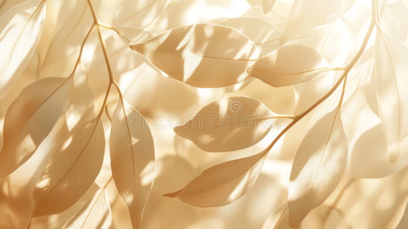 Elegant abstract beige background with overlapping leaf shadow layers, soft gradients, and a sunlit atmosphere stock photos