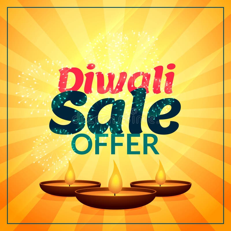 Diwali Sale Offer With Three Diya Stock Vector Illustration Of
