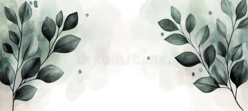 Elegant acuarelă de fundal Elemente florale delicate Pastel verde moale Serene Design artistic vector illustration
