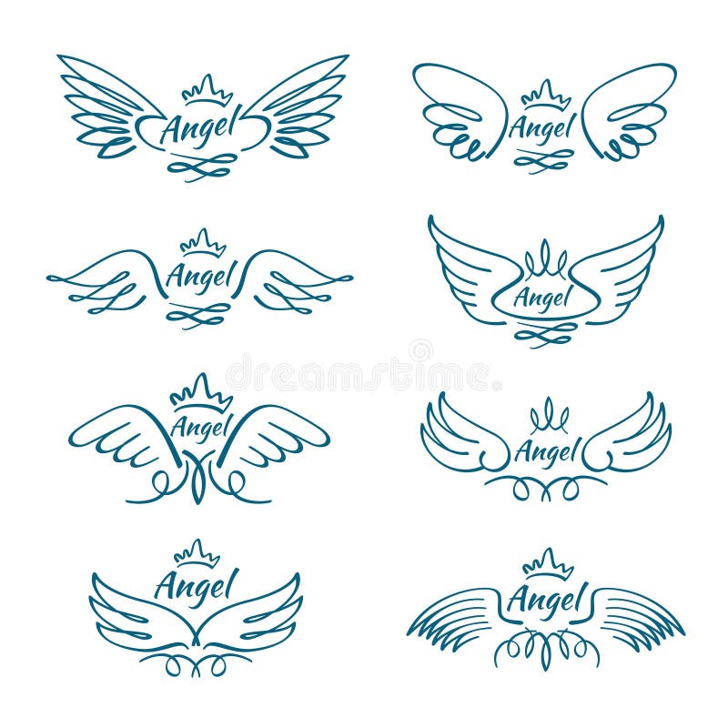 Angel wings tattoo collection. Isolated black... - Stock Illustration  [85920686] - PIXTA