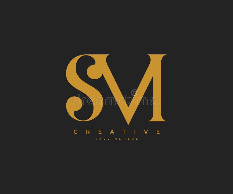 Elegant anknuten monogram Logo Design för SM bokstav vektor illustrationer Elegant anknuten monogram Logo Design för SM bokstav vektor illustrationer