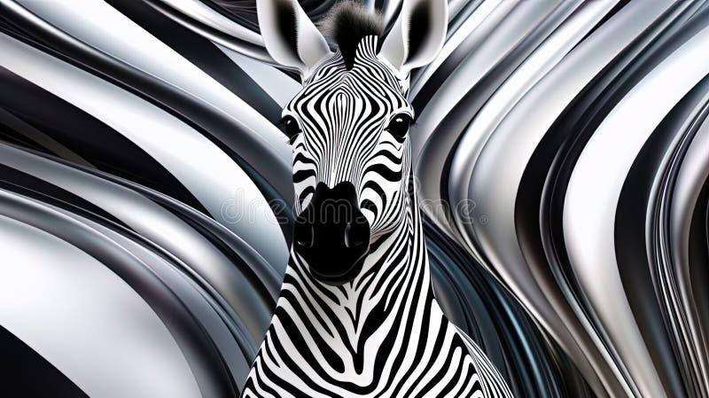Elegant anthropomorphic zebra, depicted on an abstract background stock illustration