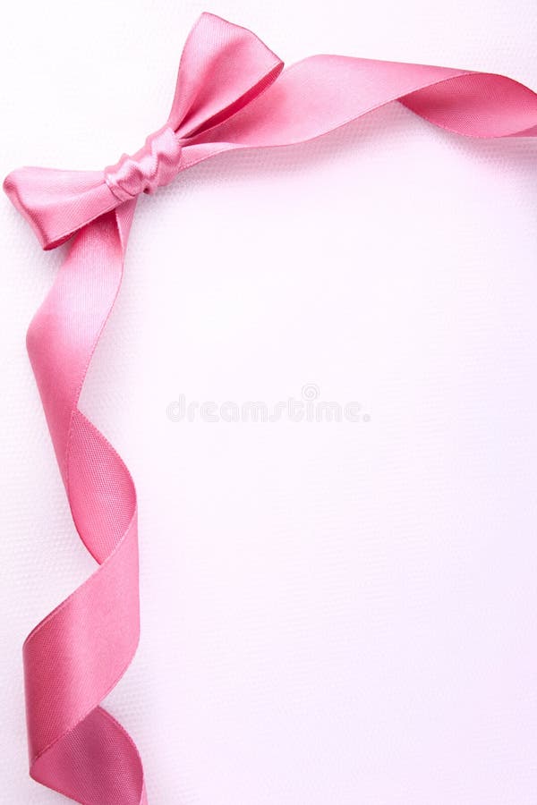 Pink Ribbon with Bow on the White Background Stock Image - Image of ...