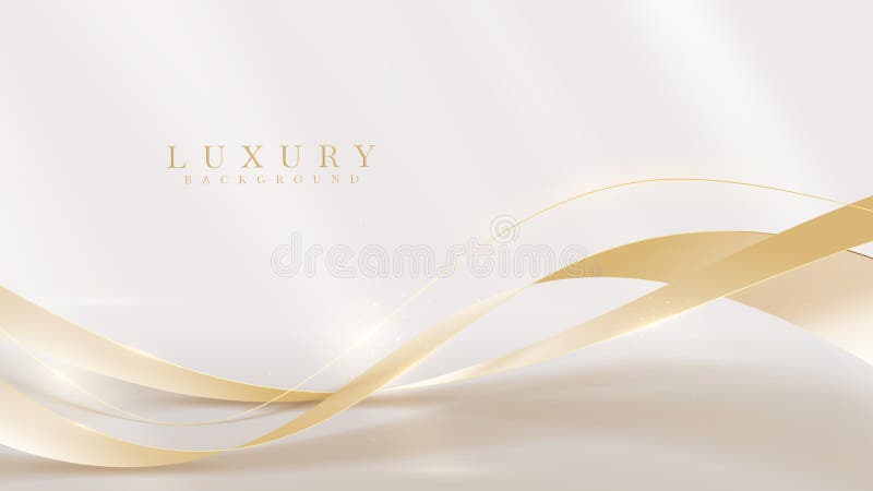 Elegant background with golden ribbon elements and glitter light effect decoration