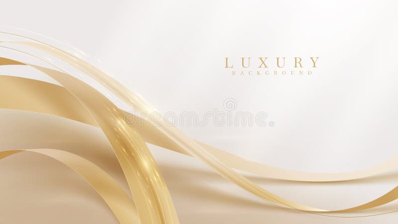 Elegant background with golden ribbon elements and glitter light effect decoration