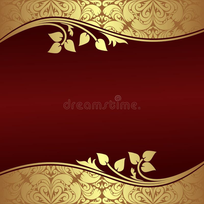 Elegant bakgrund med blom- guld- gränser. stock illustrationer