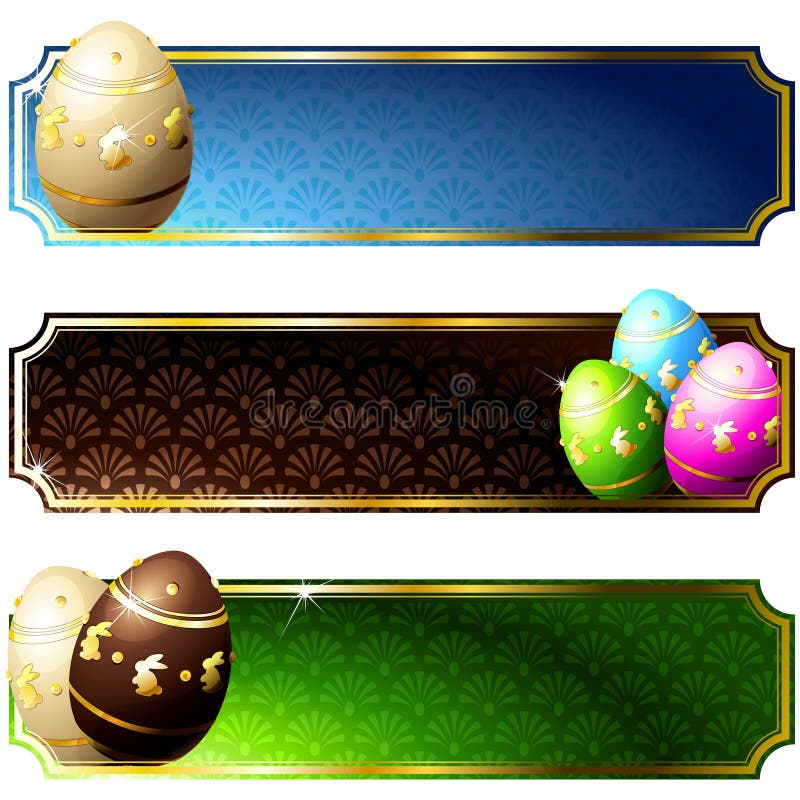 Elegant banners with gold-decorated chocolate eggs