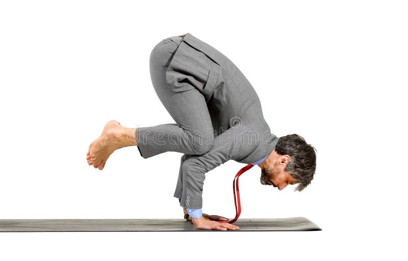 Two athletes performing duo acroyoga poses Stock Photo by Photology75