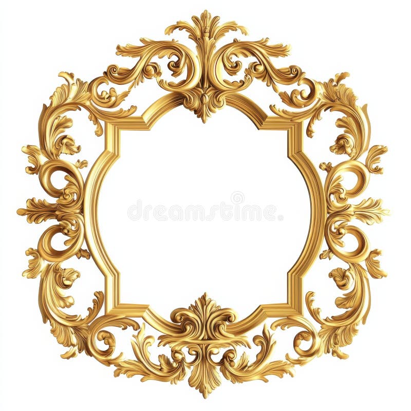 Elegant Baroque Golden Frame with Intricate Patterns and Designs vector illustration