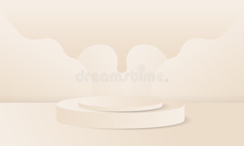 Elegant Beige Product Podium Mockup Minimal 3D Stage Scene med mjukt skrapat för kosmetiskt royaltyfri illustrationer