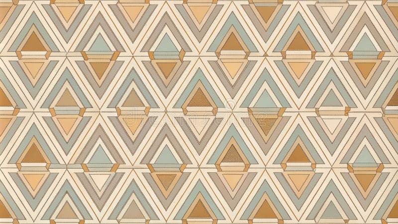 Elegant beige and teal geometric triangle pattern design for textile and interior applications. Generative AI stock illustration
