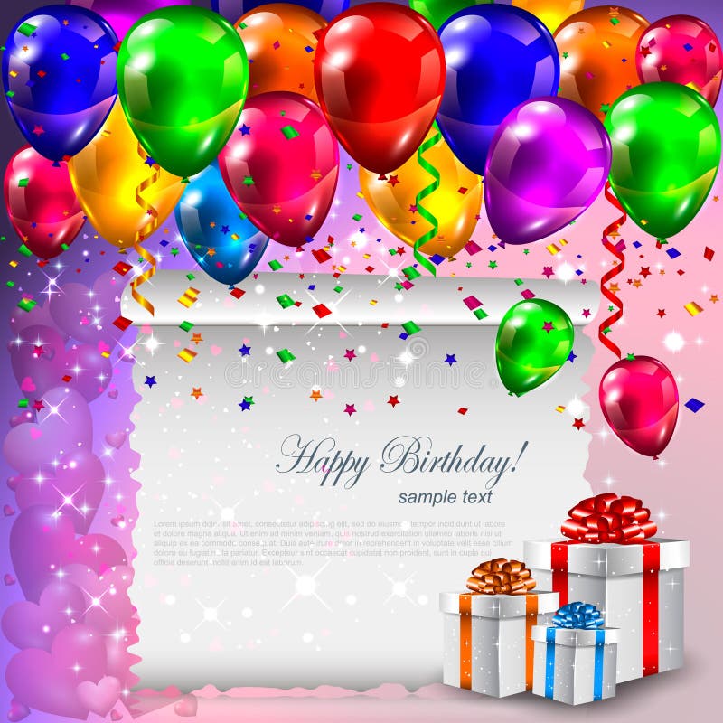 Beautiful Birthday Invitation Card with Template with Realistic ...