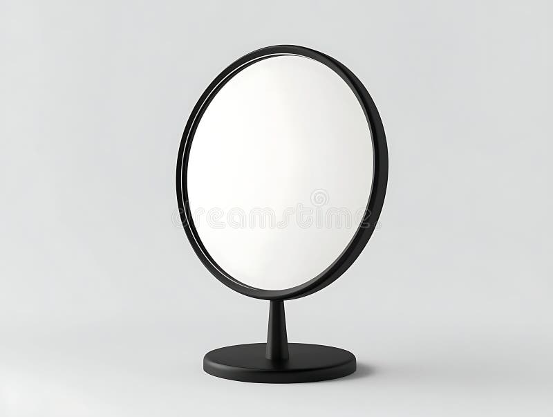 Elegant black-framed minimalist table mirror with modern style stock illustration