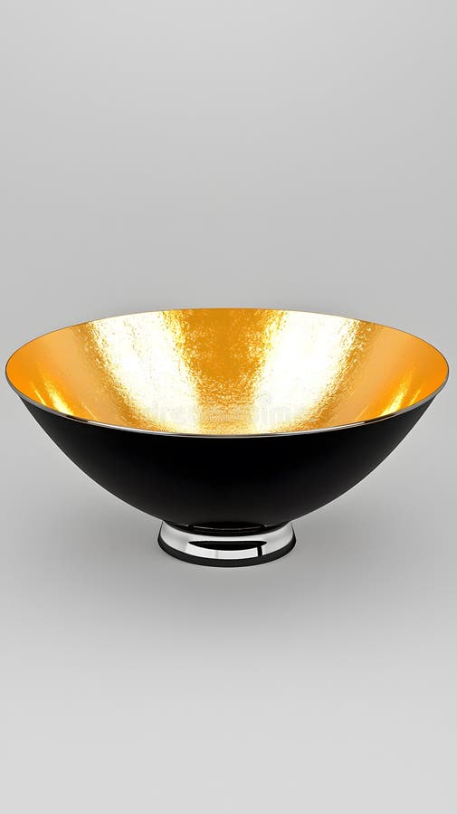 Elegant Black and Gold Decorative Bowl Stock Illustration