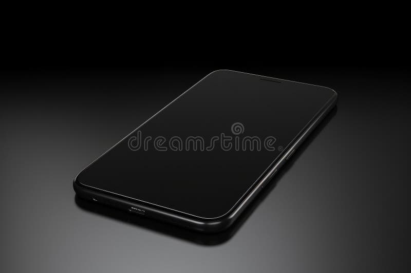 Elegant Black Phone Resting on Table. stock illustration