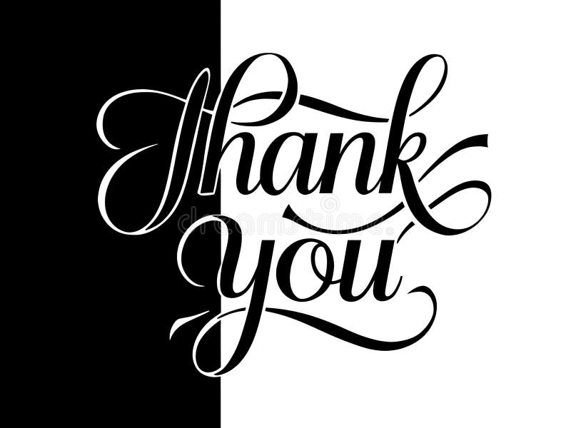 Elegant Black and White Thank You Calligraphy Design for Gratitude and