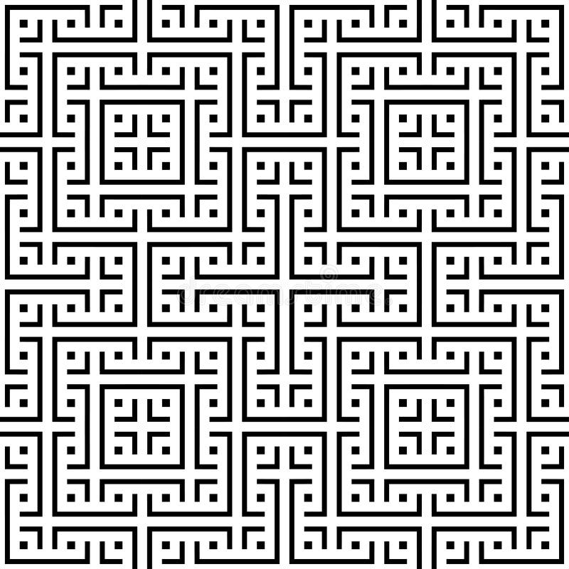 An Elegant Black and White Vector Pattern, Geometric Square Tile Stock