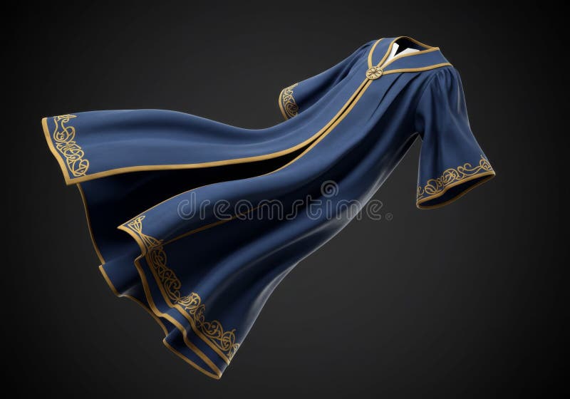 Elegant Blue och Gold Robe med intricate Design. Ai Generated