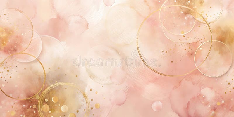 Elegant blush Pink och guldabstrakta vattenfärgcirklar. vektor illustrationer