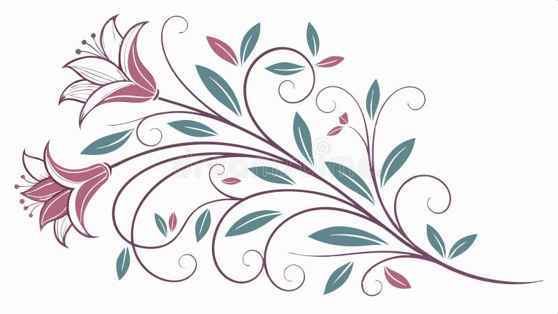 Elegant botanical branch with flowing leaves and buds design vector design Generative AI vector illustration