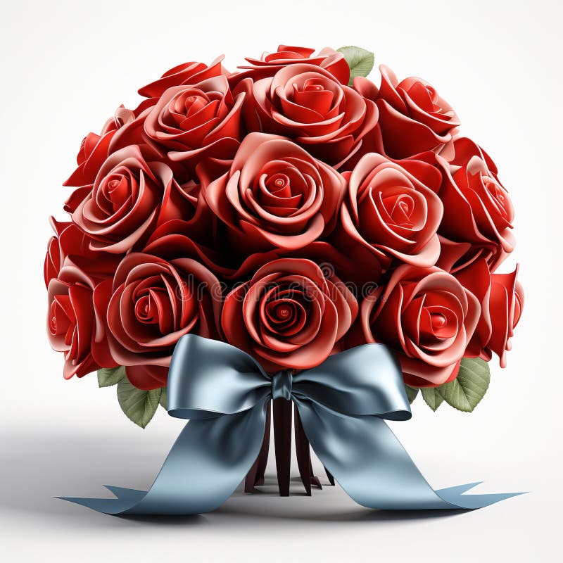 Elegant Bouquet of Red Roses Isolated on a White Background Stock Image