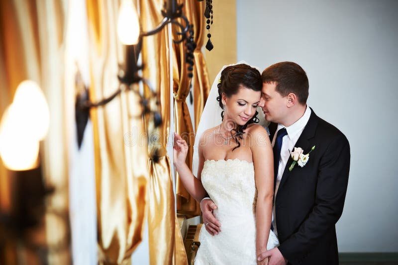 Elegant bride and groom in wedding day