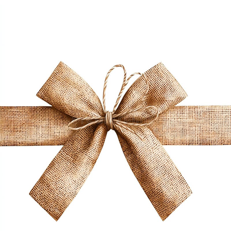 Elegant burlap bow on a rustic ribbon perfect for gift wrapping celebrations and adding a natural touch to decor vector illustration