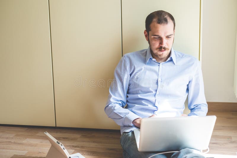 Elegant Business Multitasking Multimedia Man Stock Image Image of