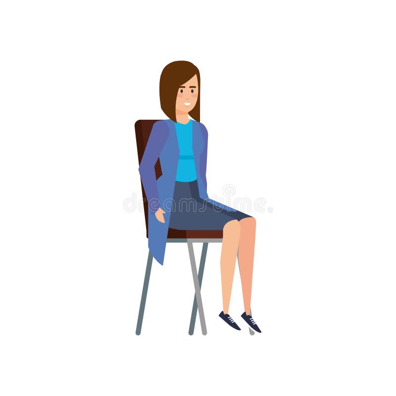Elegant businesswoman sitting in chair vector illustration design