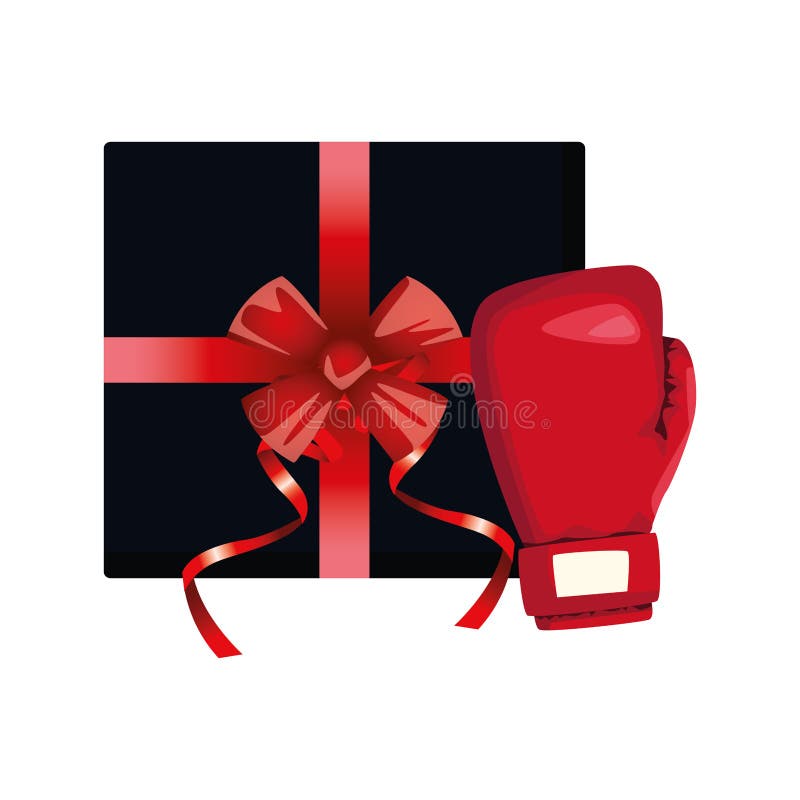 Elegant cadeauvakje met pictogram rode bokshandschoen royalty-vrije illustratie Elegant cadeauvakje met pictogram rode bokshandschoen royalty-vrije illustratie