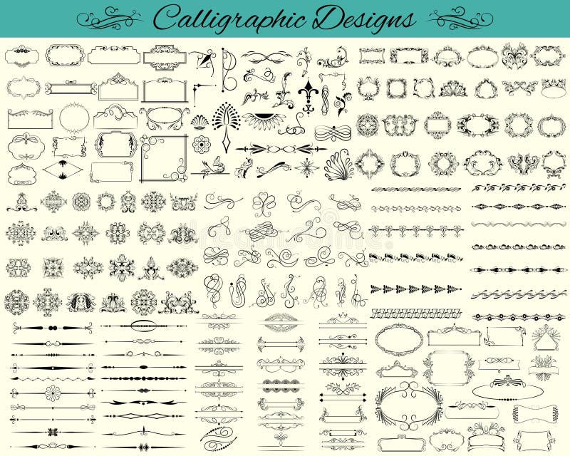 Elegant calligraphy design elements for designing royalty free illustration