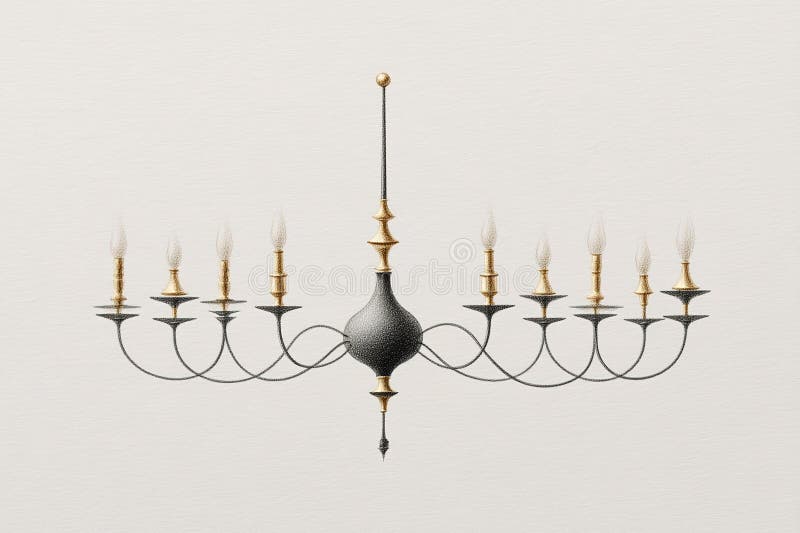 Elegant chandelier design featuring multiple candle holders, showcasing intricate details and a classic style. A beautifully crafted chandelier with slender candle holders and a central support capturing the essence of AI generated