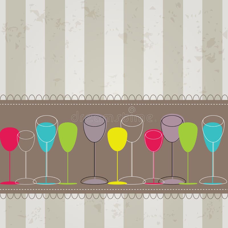 Elegant colorful bottles and glasses illustration