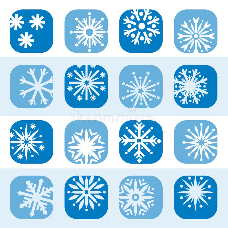 Color snowflake icon set